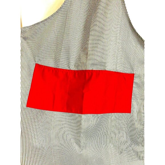 Flirty Unisex Full Apron Striped Blue Red 3 Pockets Adjustable Strap Cotton  New - Picture 5 of 9